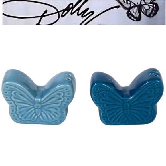 Dolly Parton Ceramic Butterfly Salt & Pepper Shakers - Picture 1 of 7